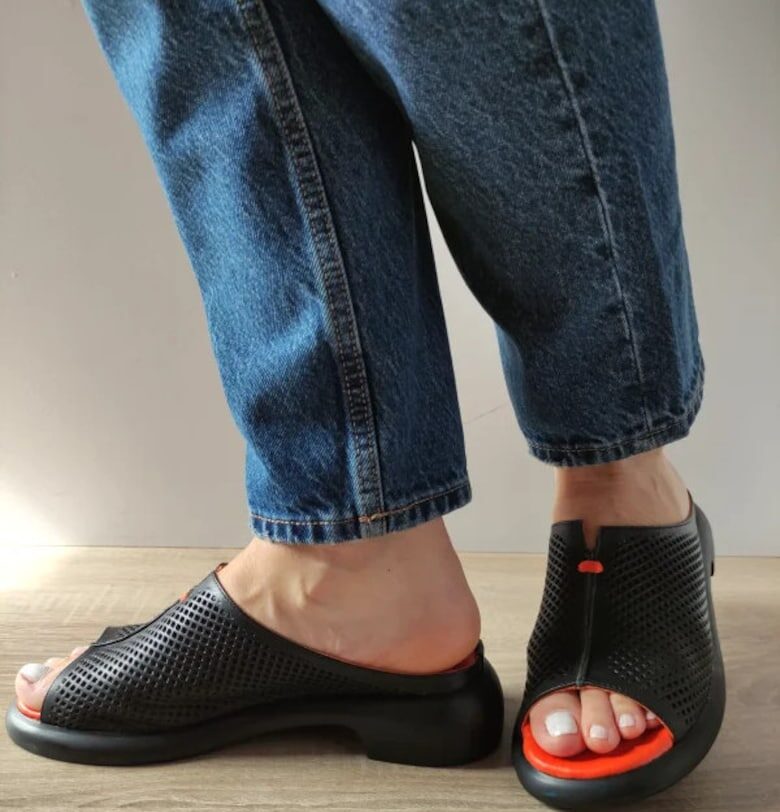 Ежедневни сабо дамски  1937 08-180 Черни с оранжево - Черно - Черен DOGATI