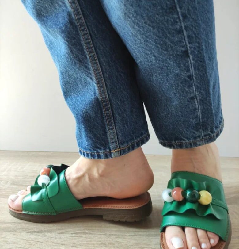 Ежедневни сабо дамски  440016B 06-N - Зелени - Зелен Pass