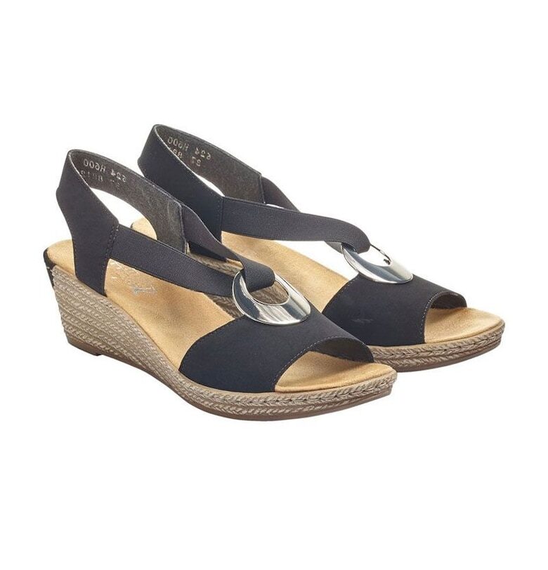 Дамски анатомични сандали  Екологична кожа Черни - Черен Rieker