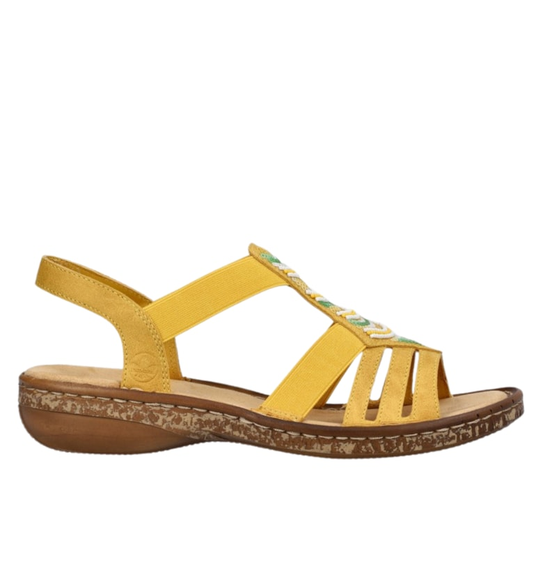 Ежедневни сандали - дамски -  ANTISTRESS - 62808-68 жълти - екологична кожа - Жълт Rieker
