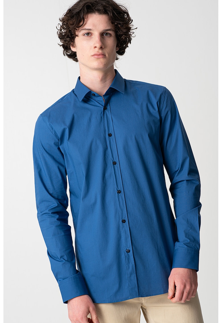 Екстра слим риза Elisha - Пастелносин HUGO