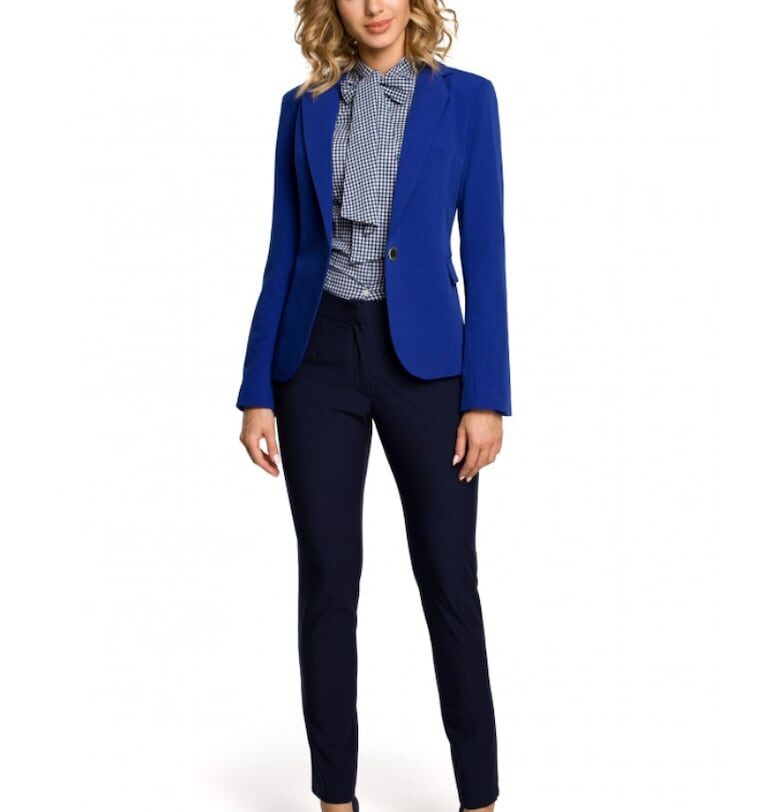 Елегантен блейзър . С копче. Полиестер. Вискоза - Син MOE