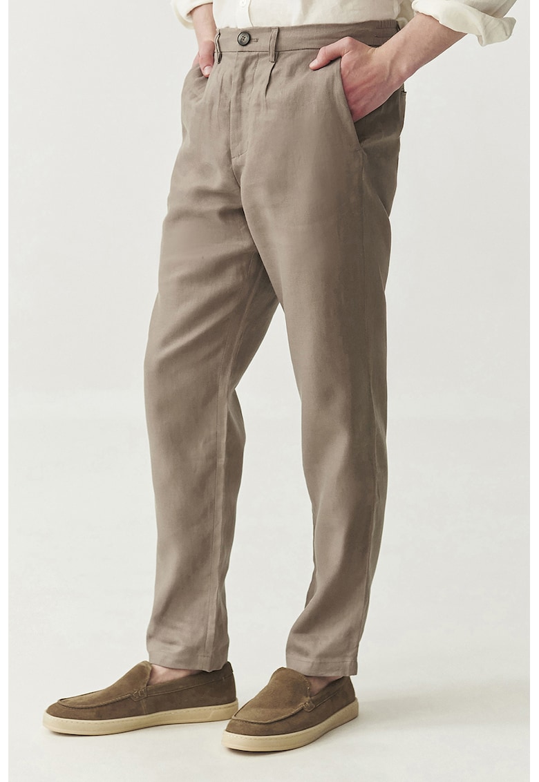 Елегантен ленен панталон с джобове - Светлокафяв Tatuum