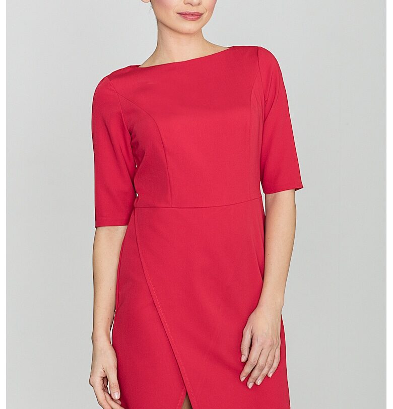 Елегантна бизнес рокля Ленитиф - къс ръкав - обвивка - полиестер-вискоза Lenitif