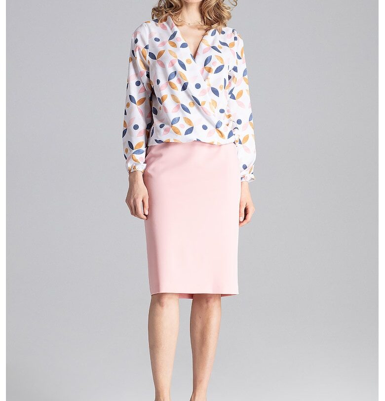 Елегантна дамска блуза -  Дълъг ръкав - Полиестер/Еластан - Многоцветна Figl