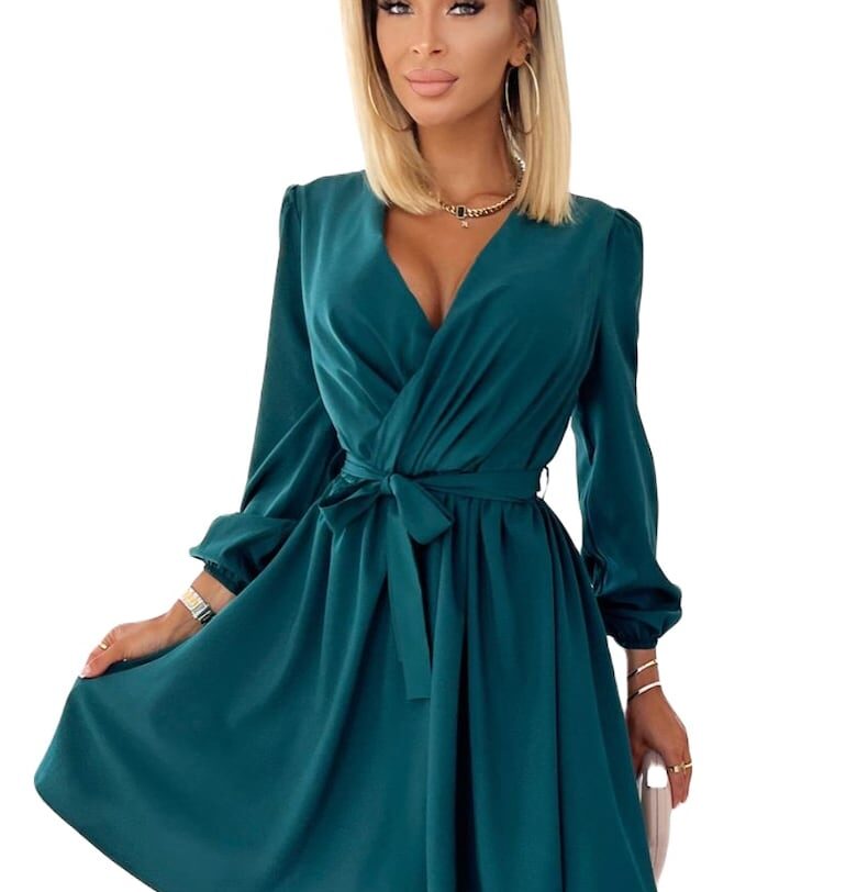 Елегантна дамска рокля -  Bindy - зелена Numoco