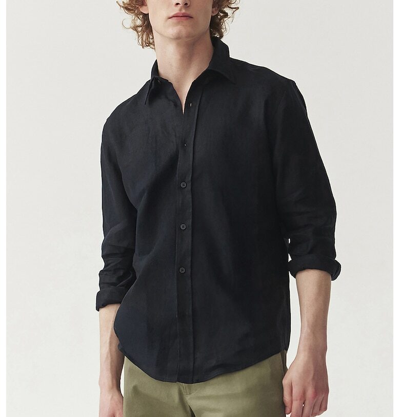 Елегантна ленена риза - Черен Tatuum