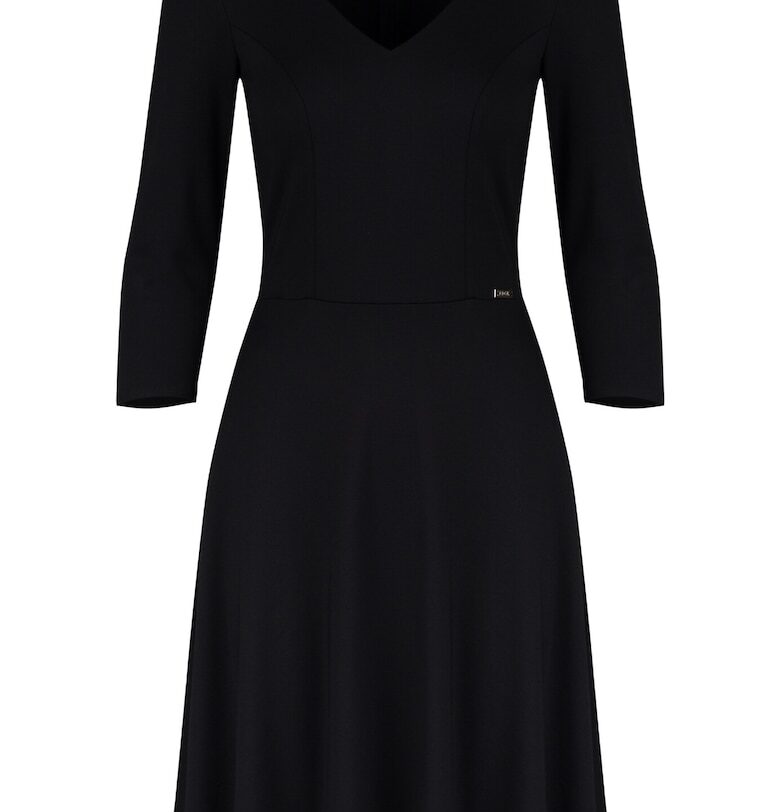 Елегантна рокля  M709 - 3/4 ръкави - черна - вискоза Figl