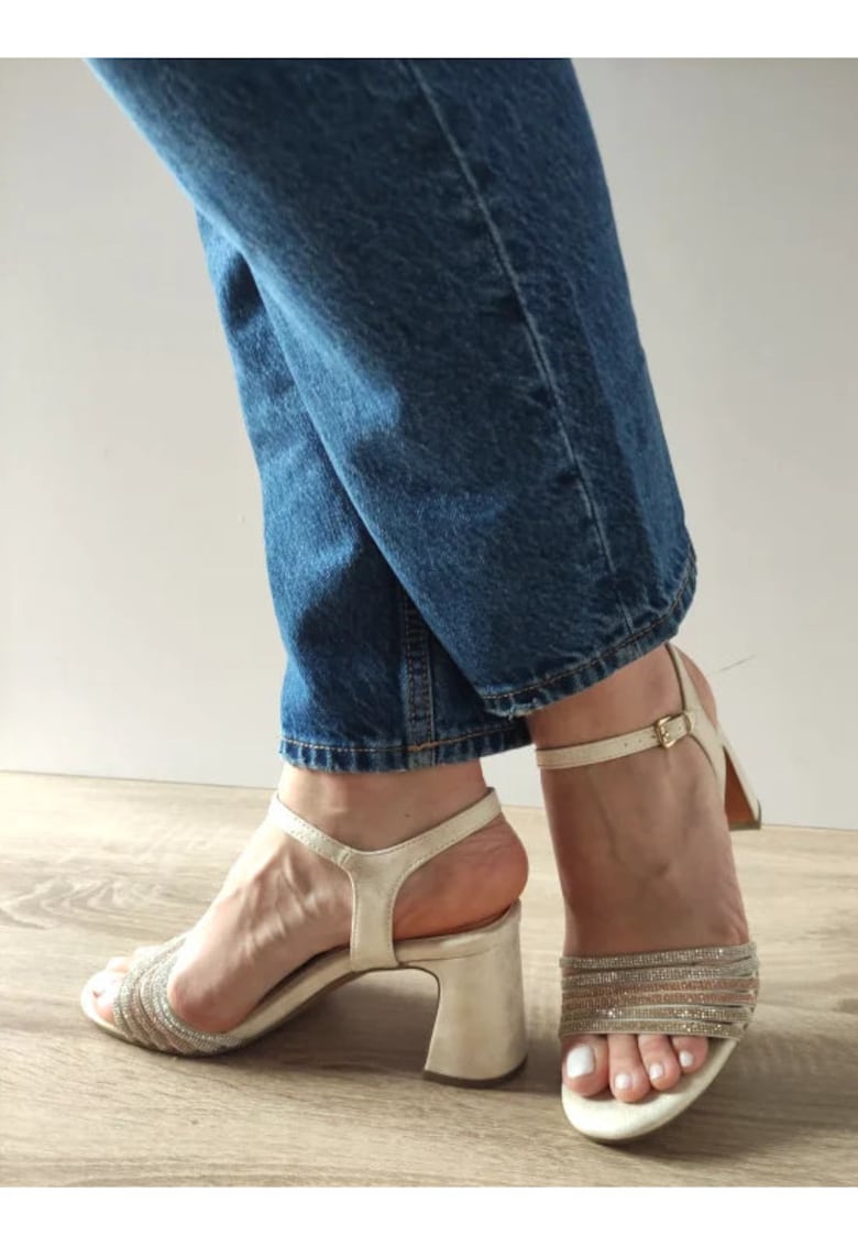 Елегантни Дамски Сандали 28383-42 Dune Металик - Бежов - Бежов Marco Tozzi