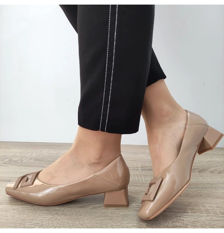 Елегантни дамски обувки  1011-1062 Apricot Lacquer - Кайсиев лак - Оранжев FORMAZIONE