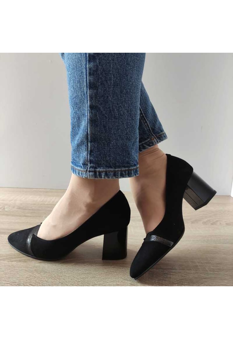 Елегантни дамски обувки 13462 Negri Velur - черни - Черен Antonio