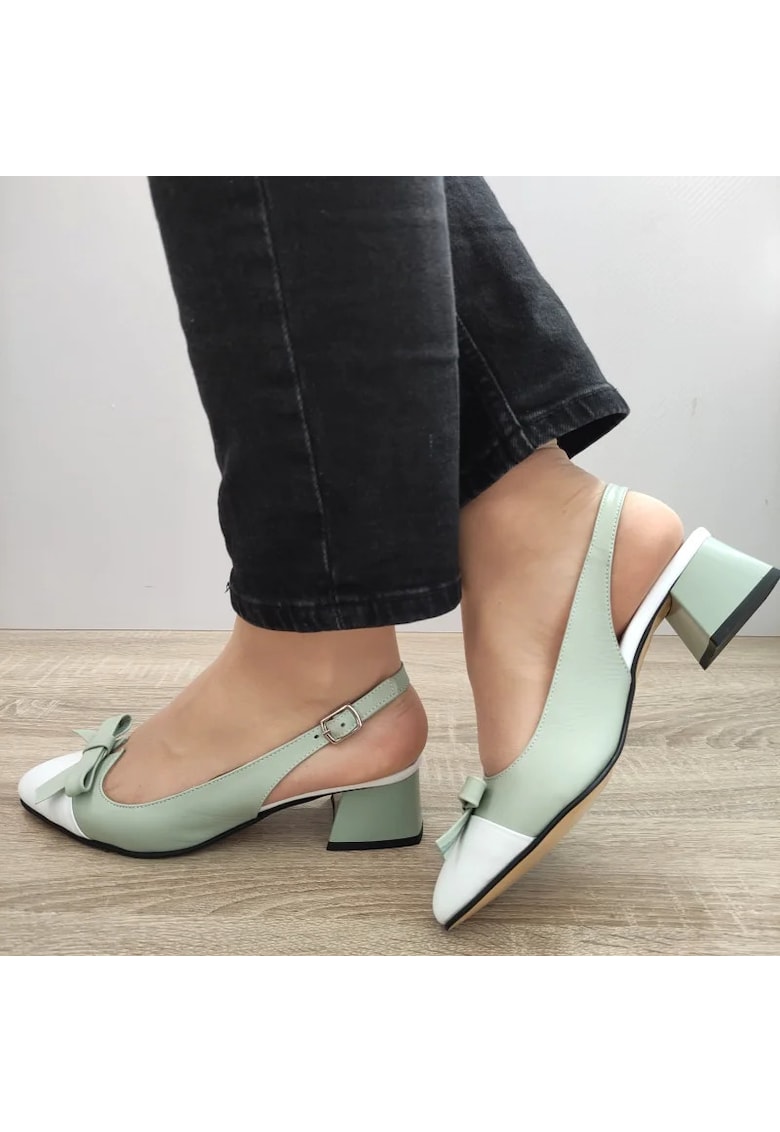 Елегантни дамски сандали 1385 лак с бяло - зелено - Зелен DOGATI