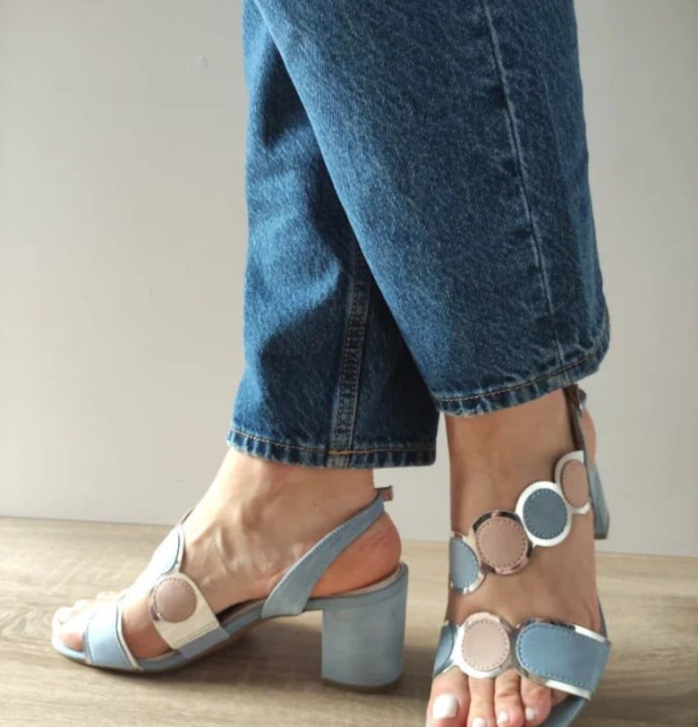 Елегантни дамски сандали  28347-42 Синьо с телесно розово - Синьо - Син Marco Tozzi