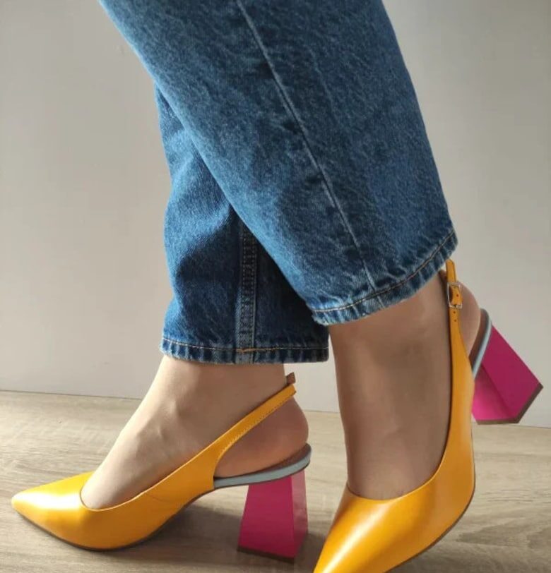 Елегантни дамски сандали  8778-404-665 Жълти с фуксия - Жълти - Жълт Epica