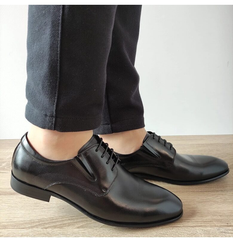 Елегантни мъжки обувки  003-3 Black - черни - Черен ELDEMAS