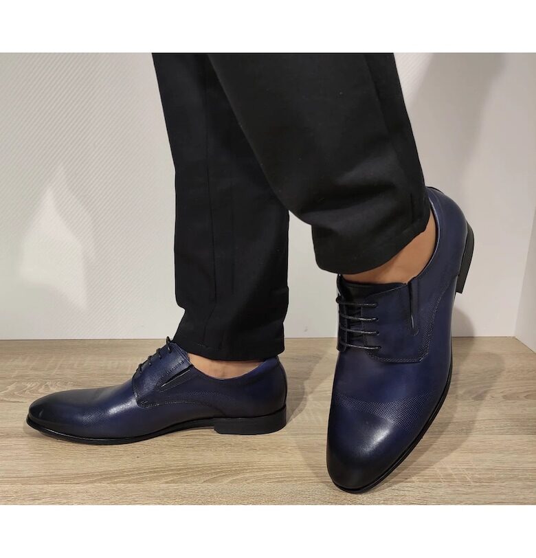 Елегантни мъжки обувки  003-3 - сини - Син ELDEMAS