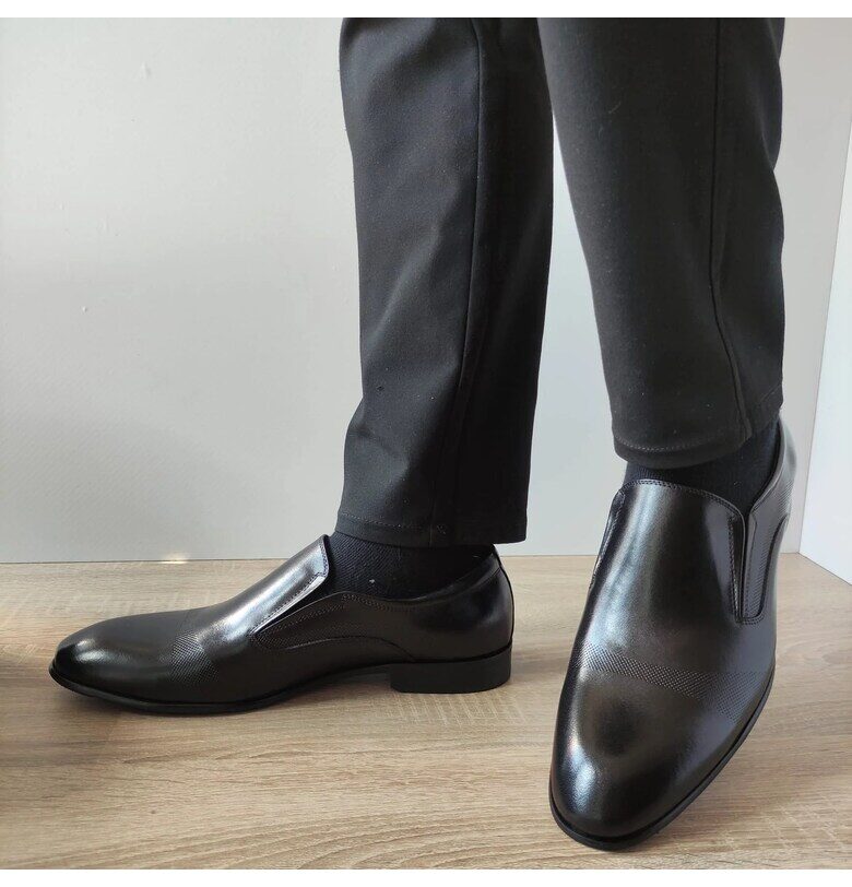 Елегантни мъжки обувки  003-7 - черни - Черен ELDEMAS