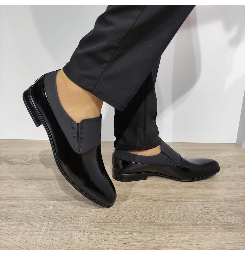 Елегантни мъжки обувки  A154-Zb24-Oop28 Floral Black - Floral Black + Matte Black - Черен Conhpol