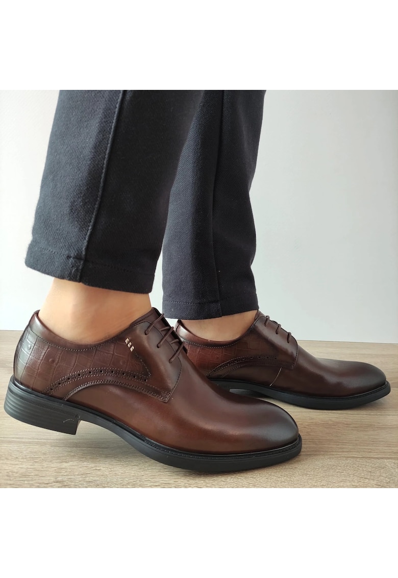 Елегантни мъжки обувки Tkh1352 Brown - Кафяви - Кафяв ELDEMAS