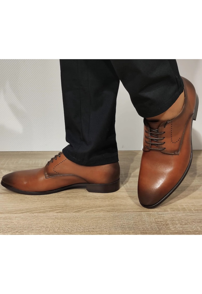 Елегантни мъжки обувки Vs161-05 Brown - Floral Brown - Кафяв ELDEMAS