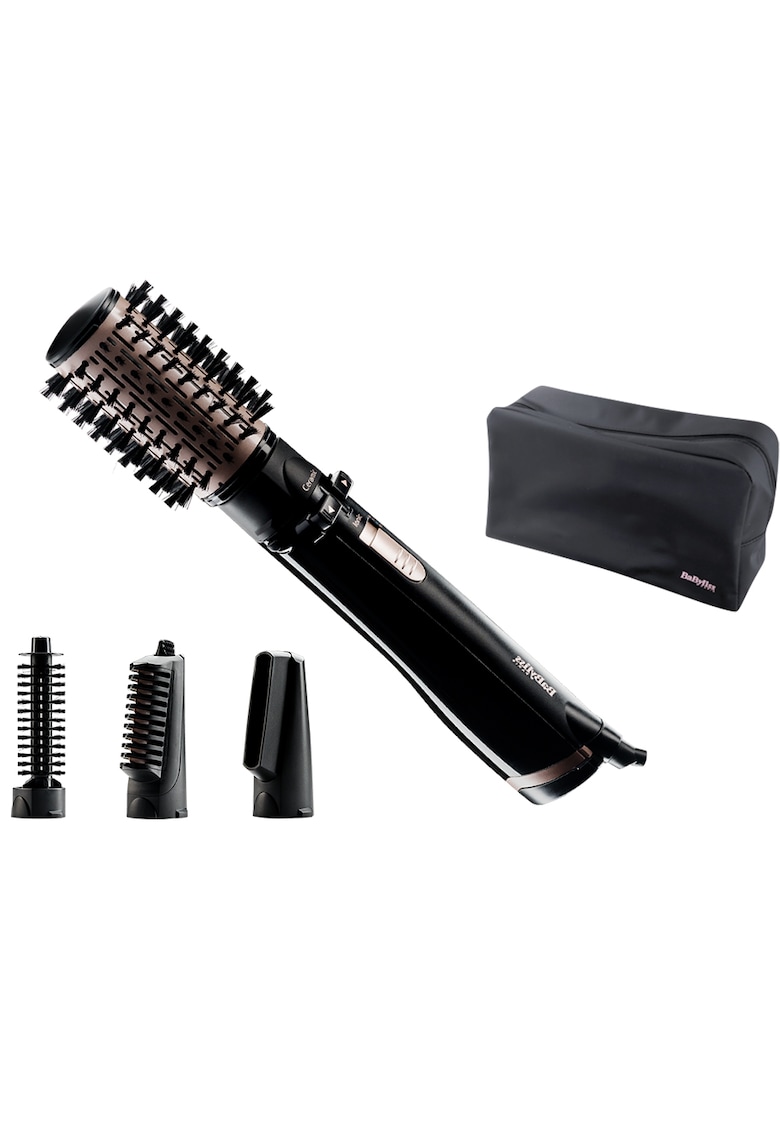 Електрическа четка за коса   - Въртяща - 1000W - Йонизираща функция - Керамична четка 50 см - 4 аксесоара - 2 настройки на температурата/скорости ... BaByliss