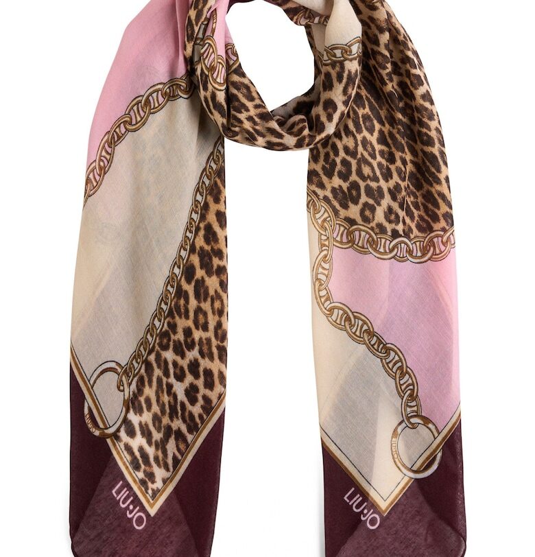 Ефирен шал с принт - Бордо/Розово Liu Jo