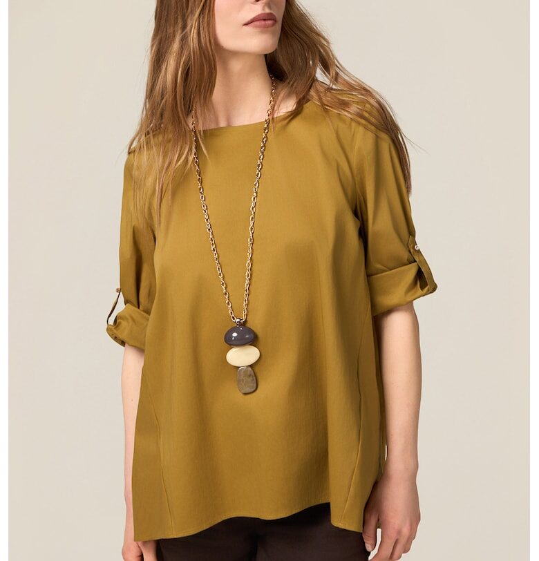 Ефирна блуза с 3/4 ръкави - Синапено жълто Oltre