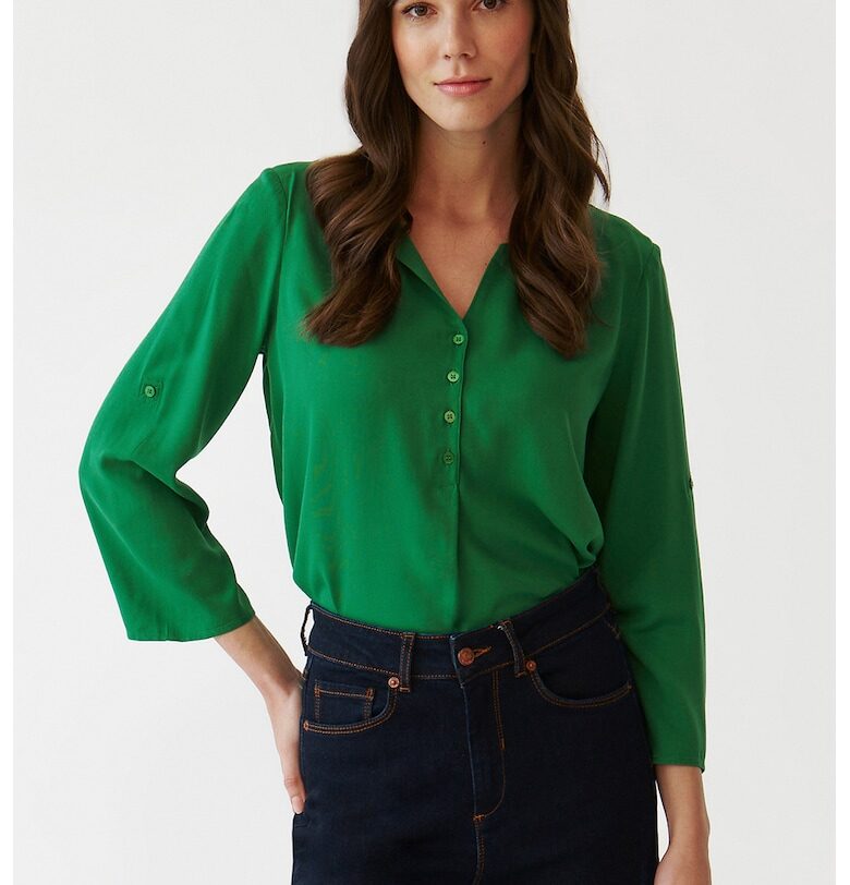 Ефирна блуза с паднали ръкави - Аква зелено Tatuum