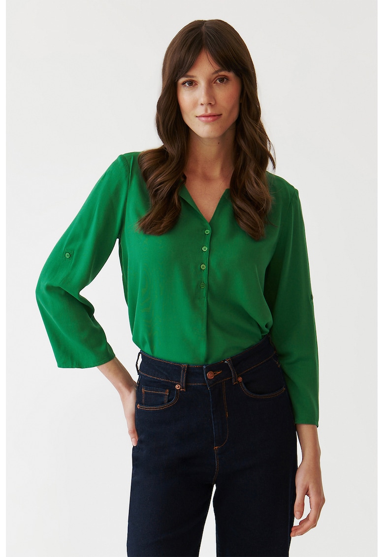 Ефирна блуза с паднали ръкави - Аква зелено Tatuum