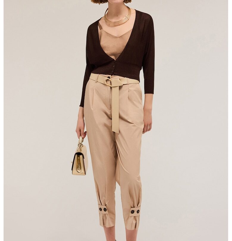 Ефирна жилетка с 3/4 ръкави - Тъмнокафяв Motivi