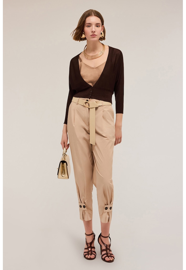 Ефирна жилетка с 3/4 ръкави - Тъмнокафяв Motivi