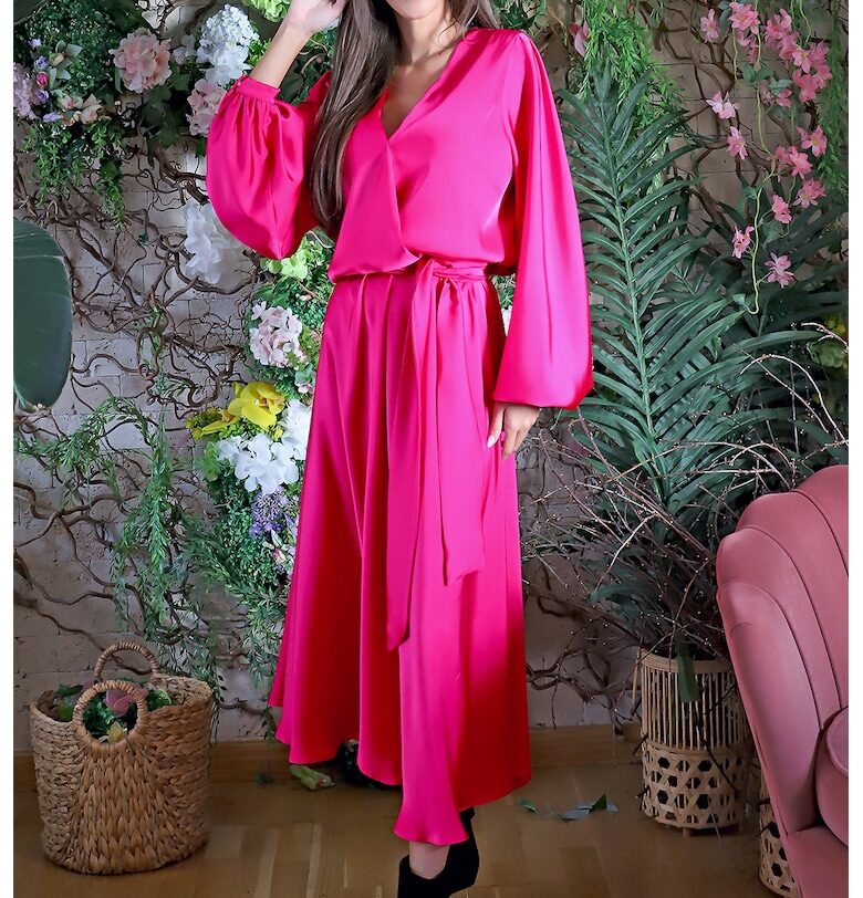 Ефирна рокля Avellino с коприна - Фуксия MIAU by Clara Rotescu