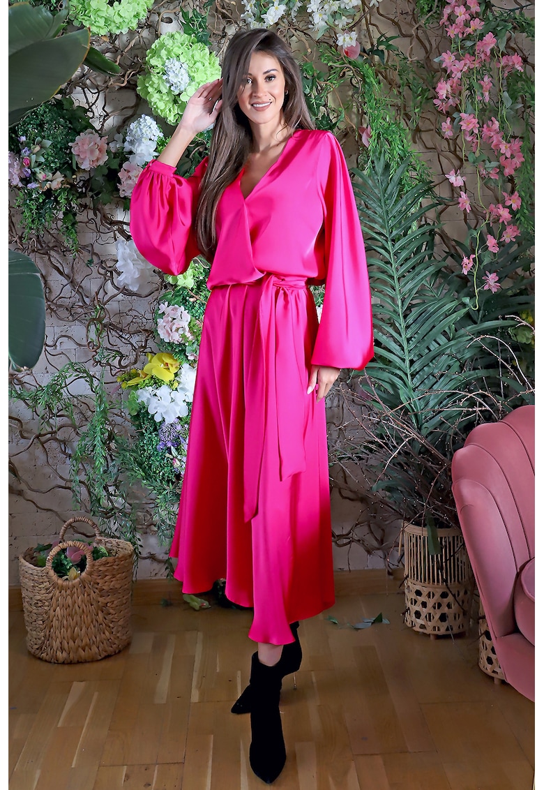 Ефирна рокля Avellino с коприна - Фуксия MIAU by Clara Rotescu