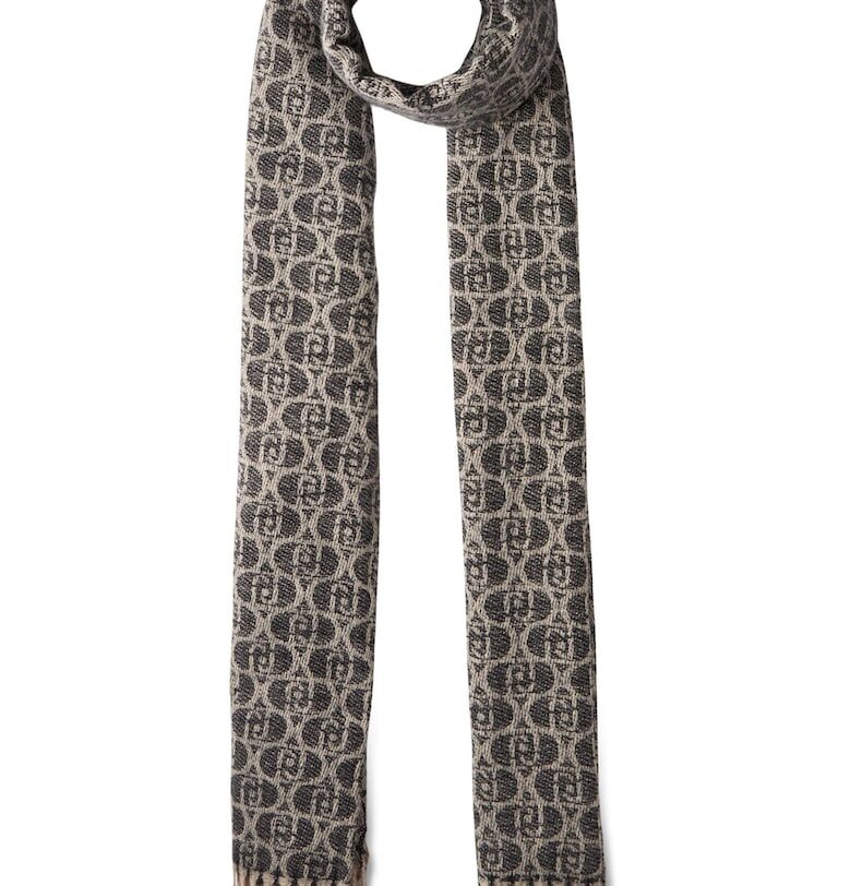 Жакардов шал с монограм - Черен/Светло бежово Liu Jo