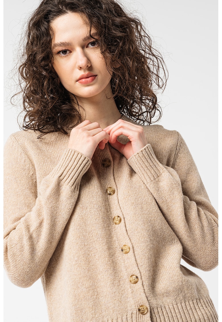 Жилетка от необработена вълна с копчета - Светло кафяво United Colors of Benetton