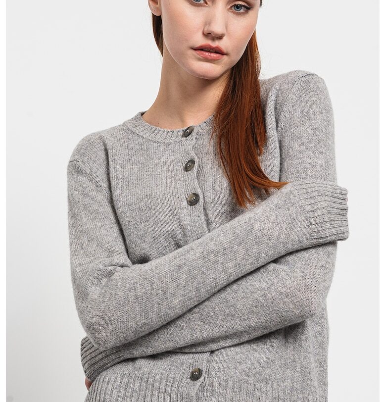 Жилетка от необработена вълна с копчета - Сив меланж United Colors of Benetton