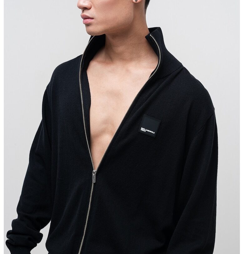 Жилетка с вълна и цип - Черен KARL LAGERFELD JEANS