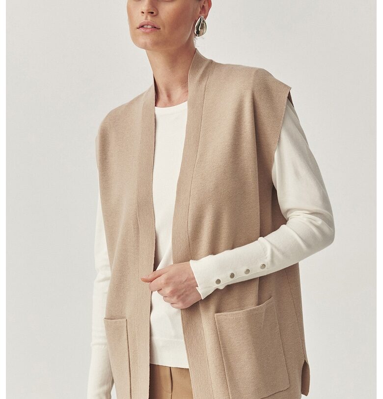 Жилетка с вълна с уголемени джобове - Бежов Tatuum