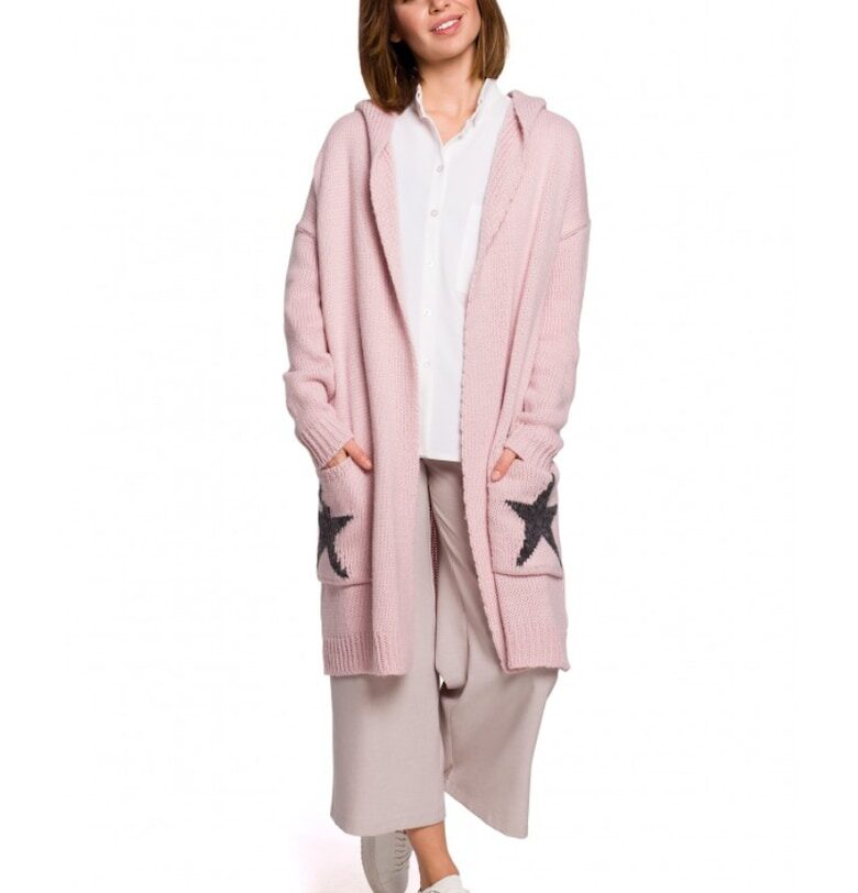 Жилетка с качулка и щампа - Акрил - Пудрово розово OEM