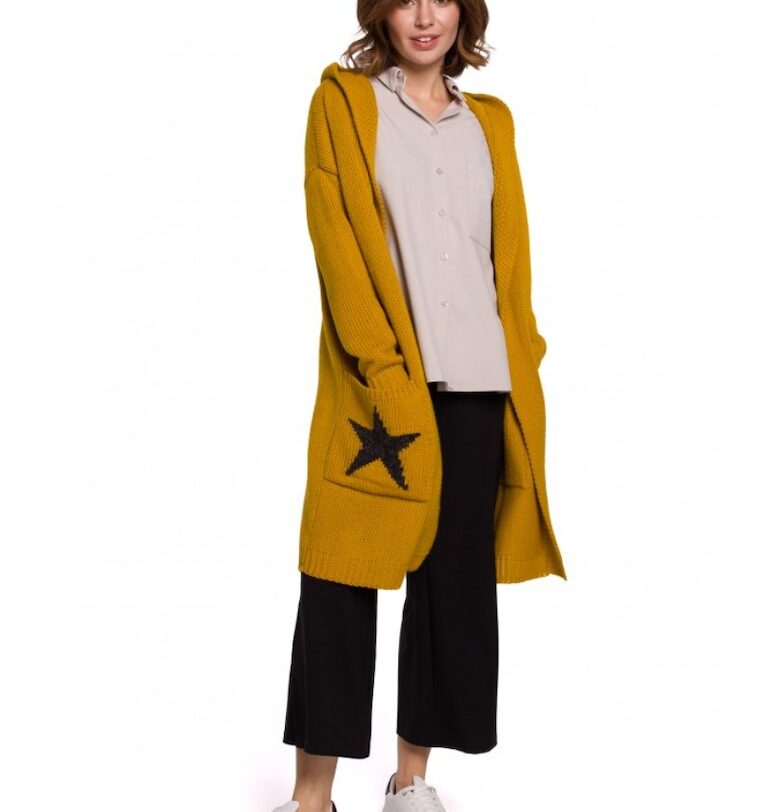 Жилетка с качулка и щампа - акрил - жълто OEM