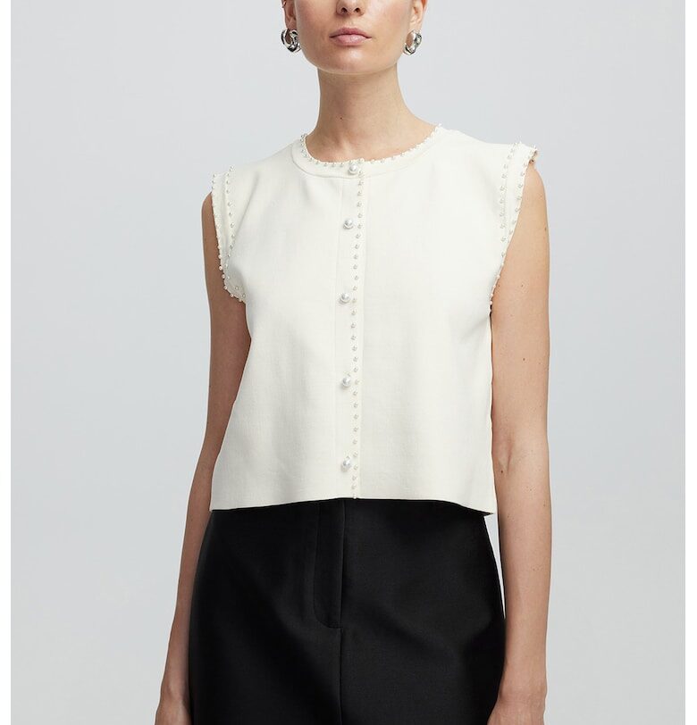 Жилетка с мъниста - Бял Ipekyol