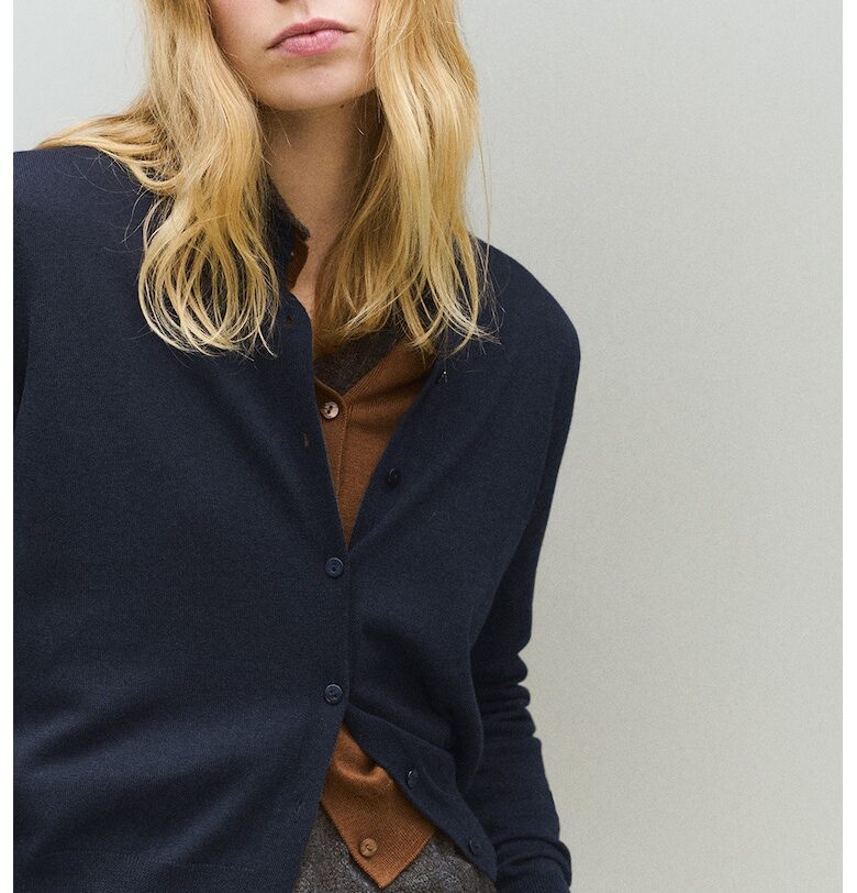 Жилетка с памук и модал - Тъмносин Mango