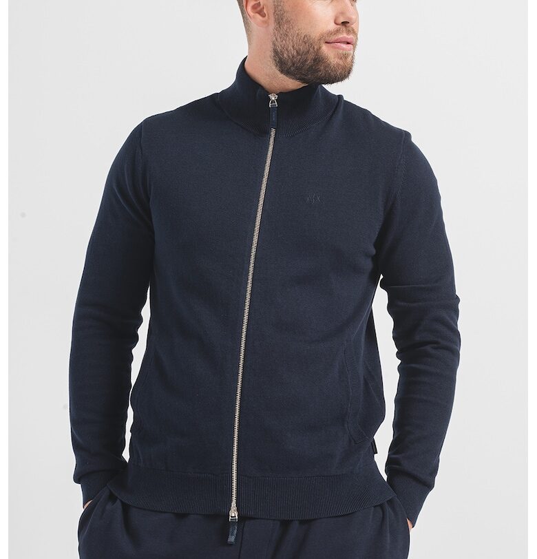 Жилетка с цип и джобове встрани - Тъмносин ARMANI EXCHANGE