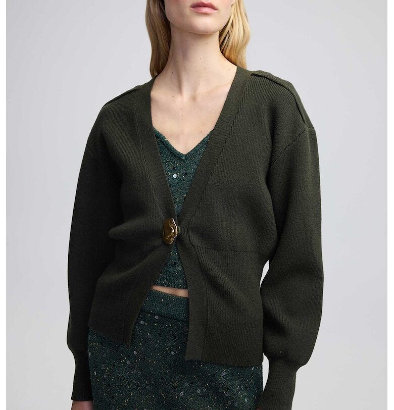 Жилетка с шпиц - Тъмно каки Ipekyol