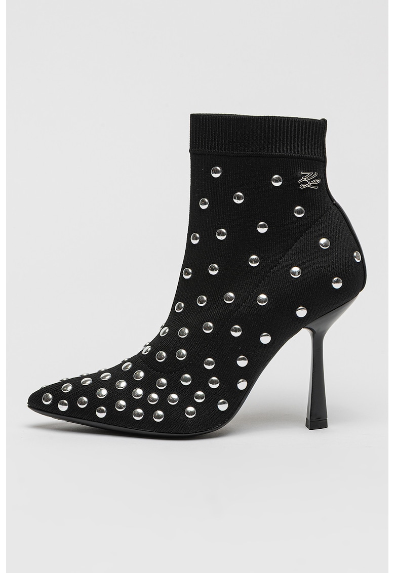 Заострени ботинки с ток - Черен Karl Lagerfeld