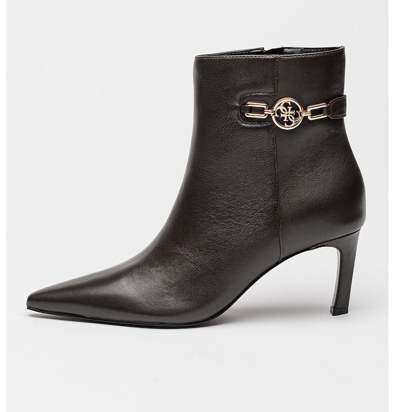 Заострени кожени боти Paislie - Тъмнокафяв GUESS