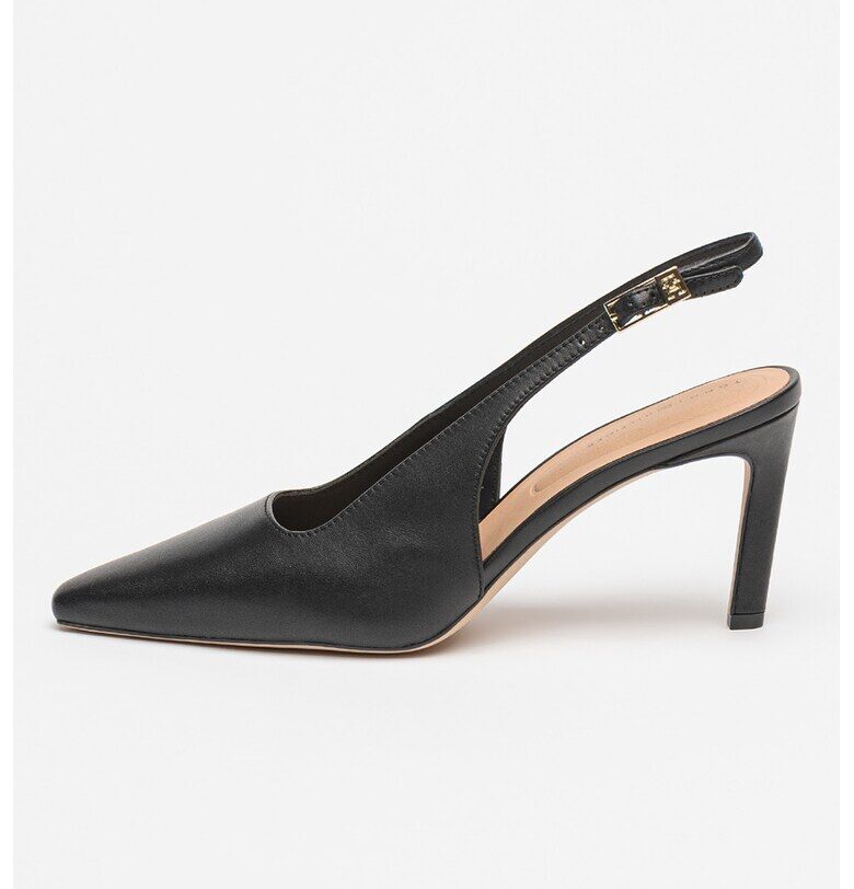 Заострени кожени обувки с каишка на петата - Черен Tommy Hilfiger