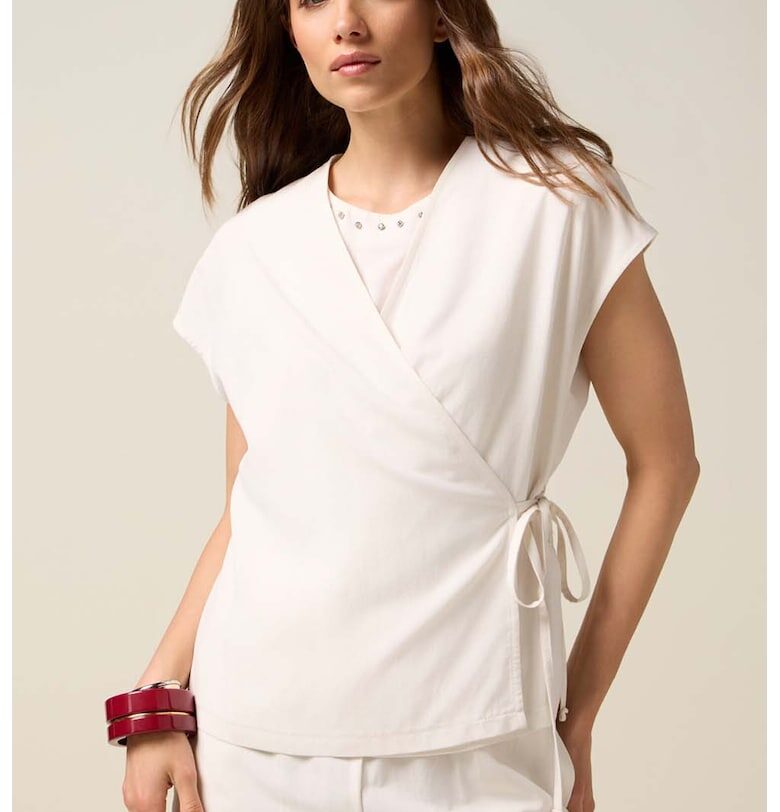 Застъпена блуза - Слонова кост Oltre