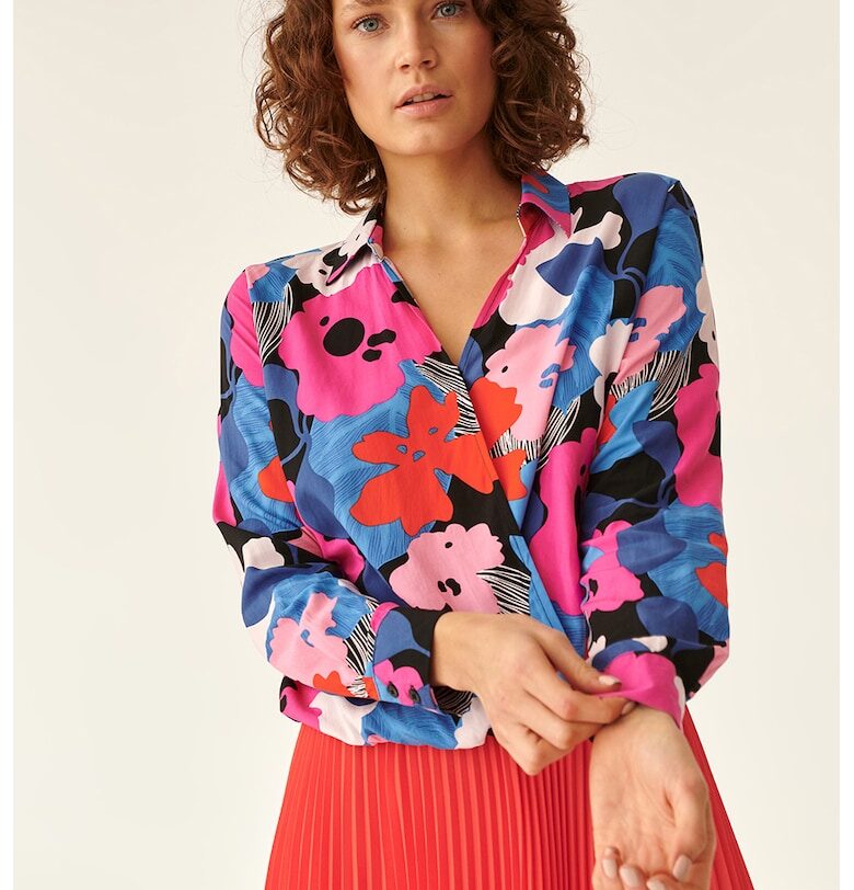 Застъпена блуза с флорална щампа - Червен/Розово/Син Tatuum