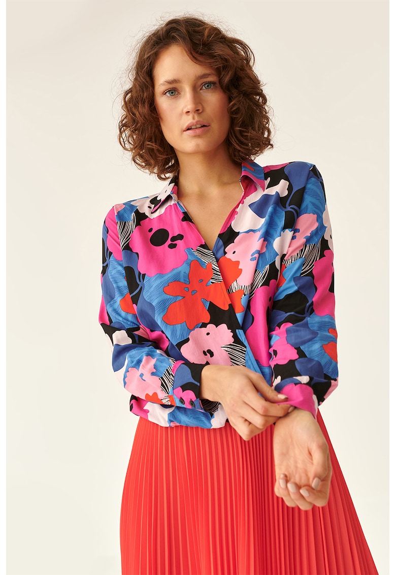 Застъпена блуза с флорална щампа - Червен/Розово/Син Tatuum